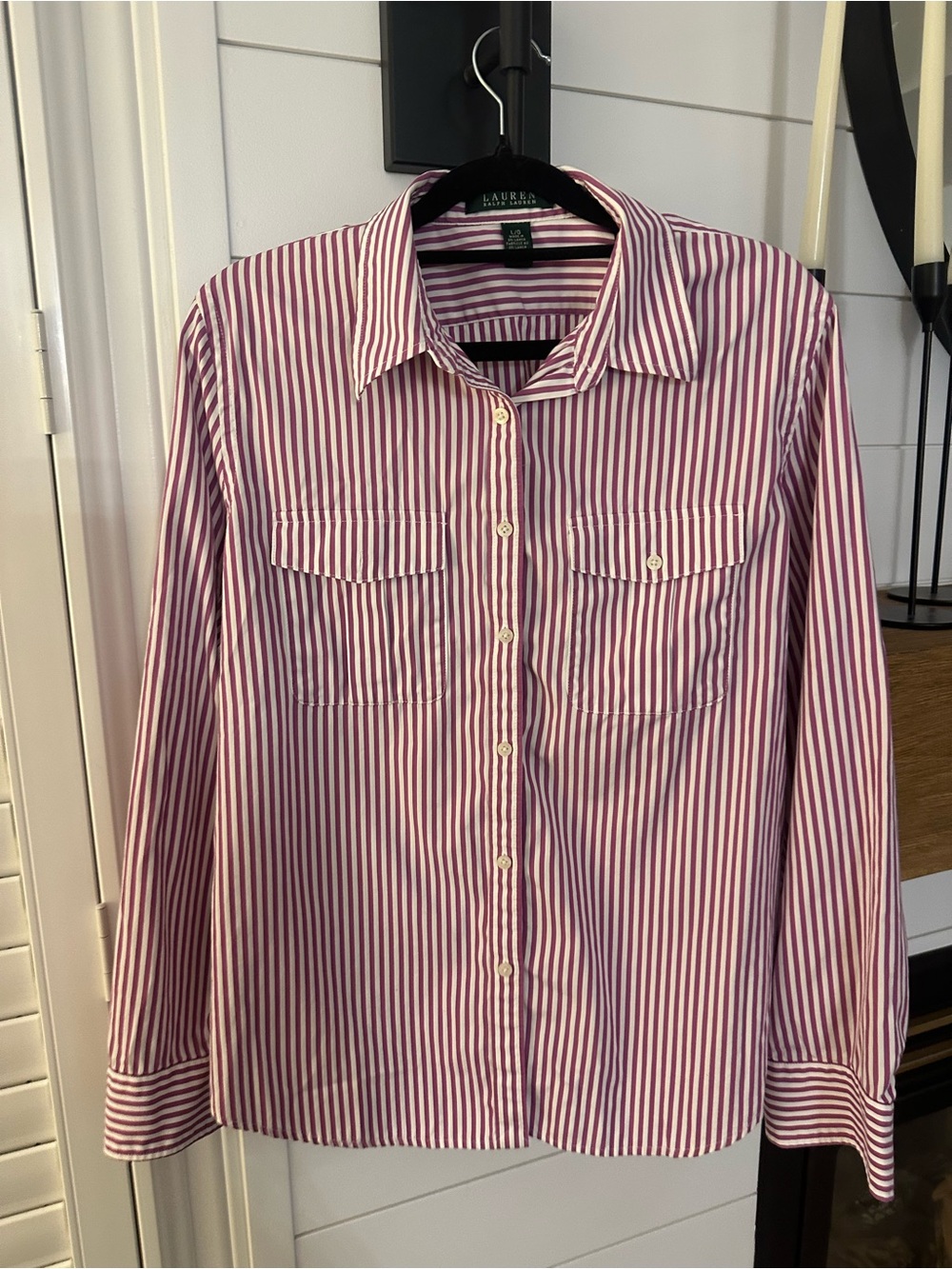 Ralph Lauren Pink and White Striped Button-Down Shirt
